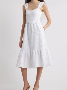 Chelsea28 White Textured Maxi Dress with Wide Straps